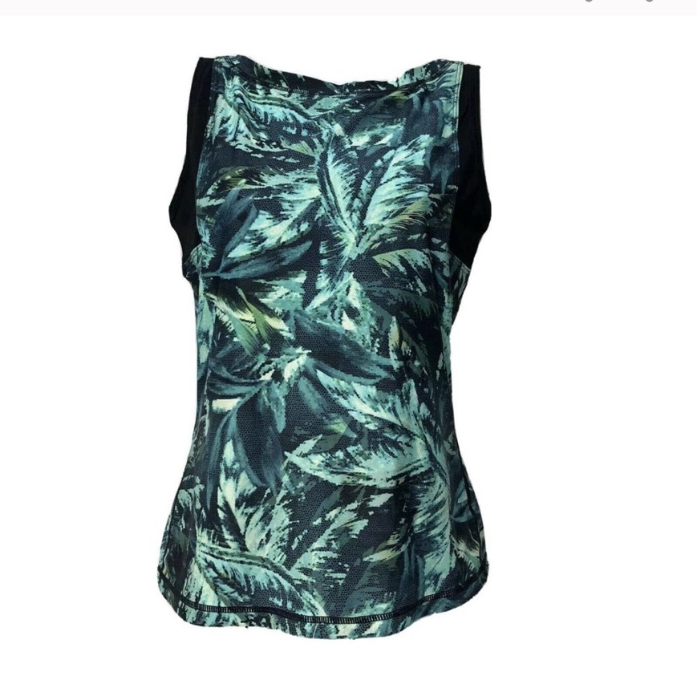Athleta tropical leaf tank high neck Sz L